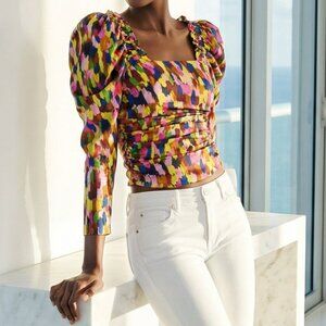 NWT $525 REVOLVE BROGGER Loretta stretch satin top XS